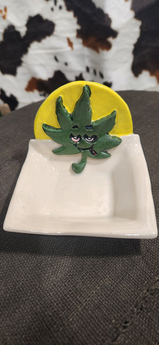 Blitzed Leaf Yellow Square - Tray