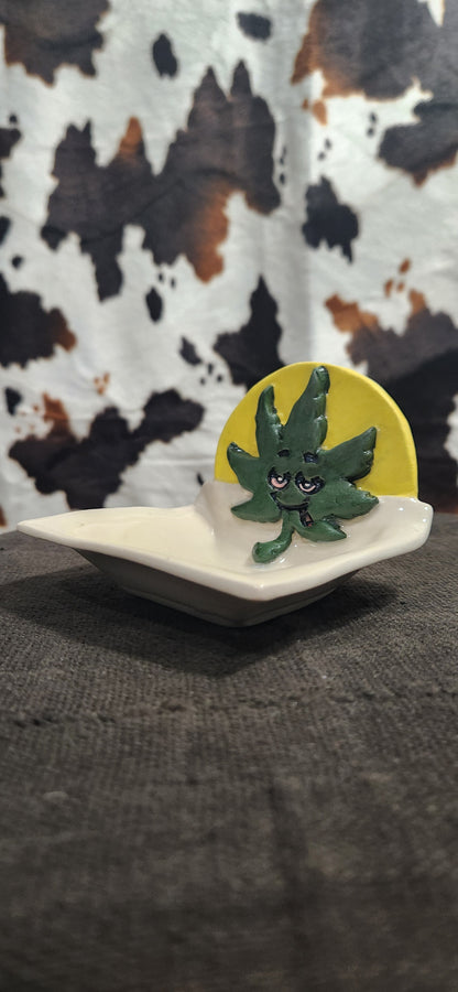 Blitzed Leaf Yellow Square - Tray