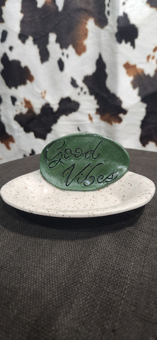 Good Vibes Speckled Oval - Tray