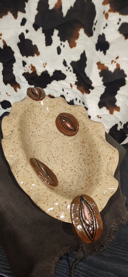 Pussy Bowl Oval Speckled Brn - Bowl