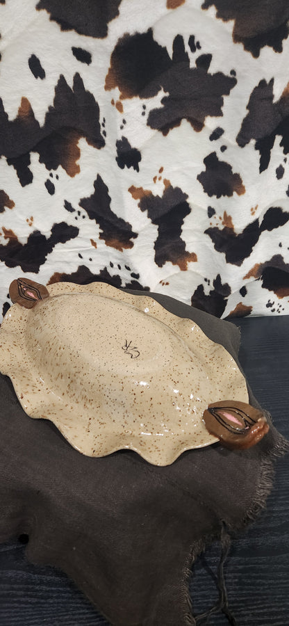 Pussy Bowl Oval Speckled Brn - Bowl