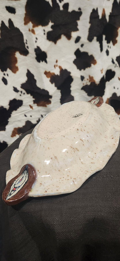 Pussy Bowl Oval Speckled Wt - Bowl